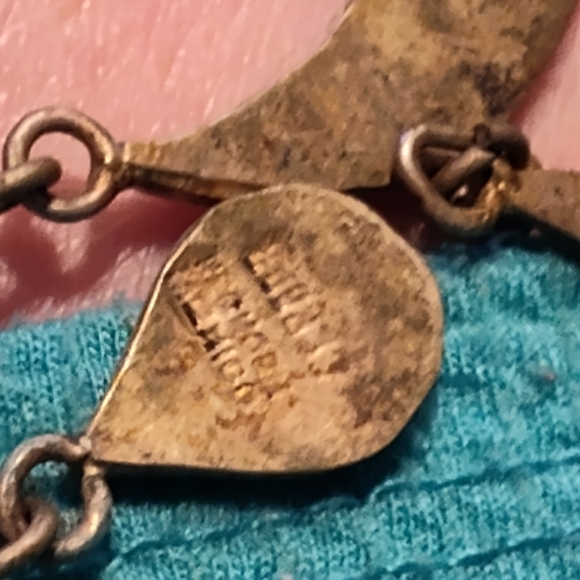 Vintage alpaca Mexico crescent link necklace - Picture 4 of 5